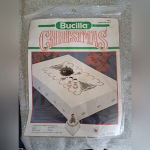 VTG BUCILLA Christmas Holiday Tree Stamped Crosstitch Napkins 82651 Sealed Pkg
